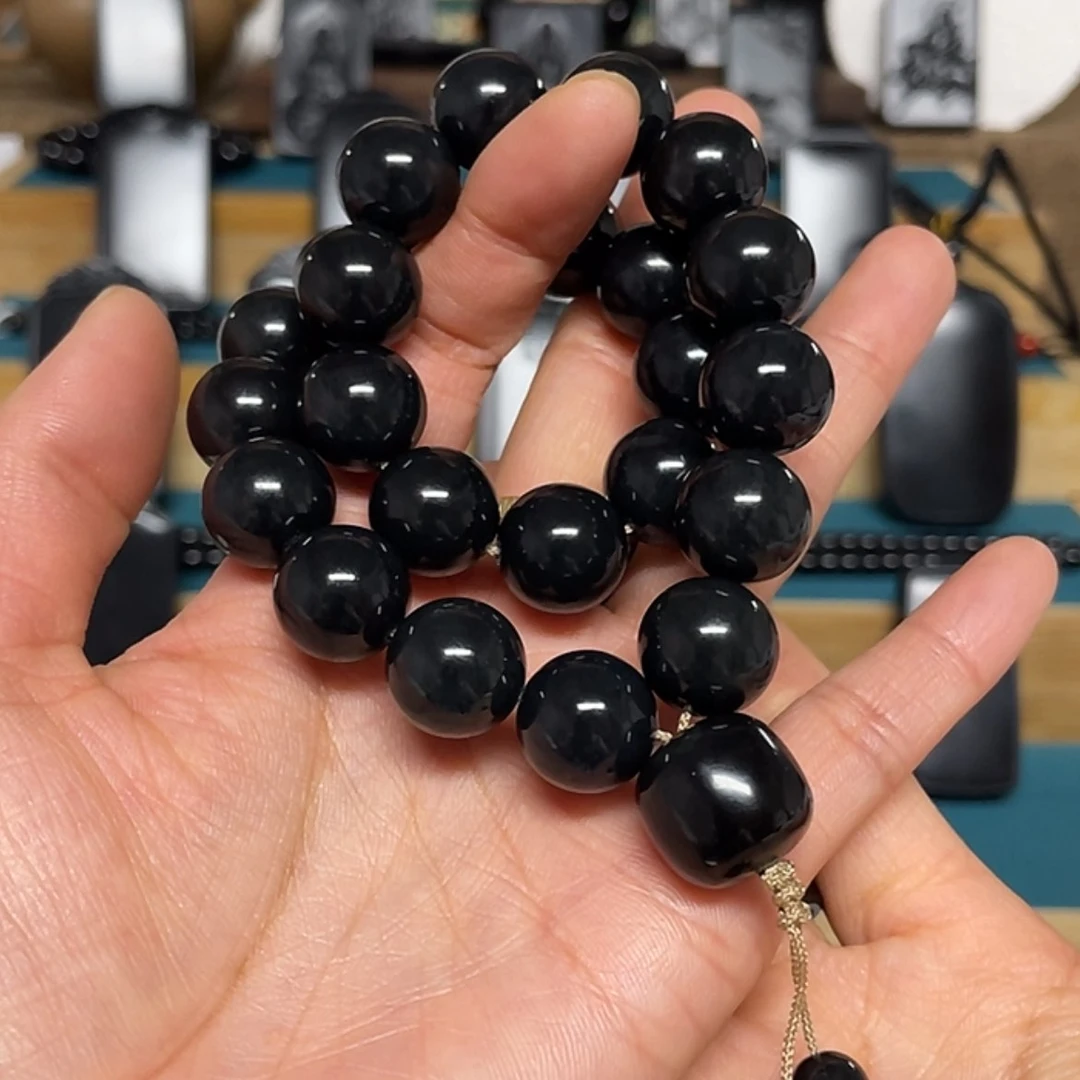 【闪购商品】手串未镶嵌和田玉黑青卡14