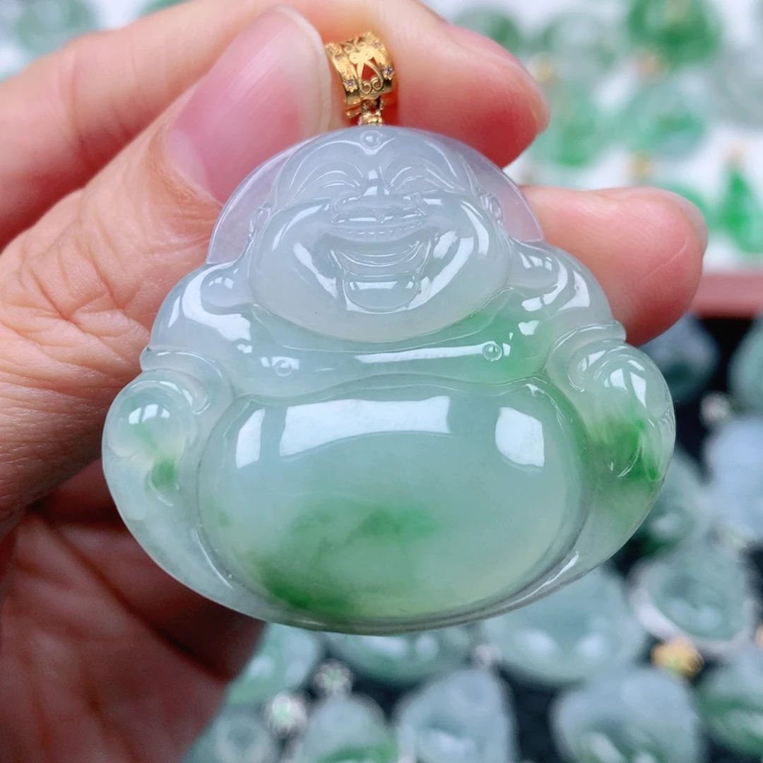 翡翠吊坠(不含链)18K金镶嵌