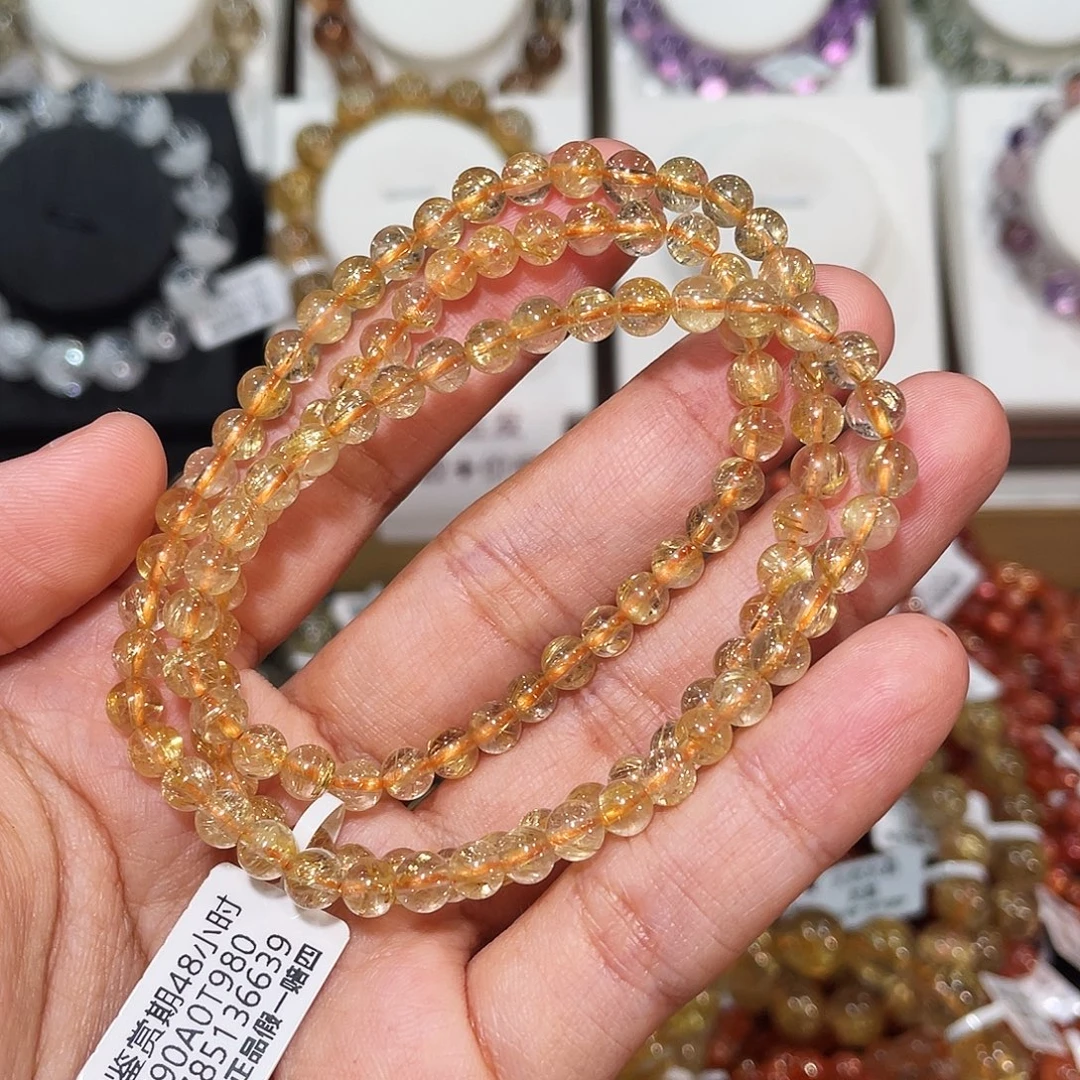 发晶未镶嵌手链星空三圈金发晶5.4mm