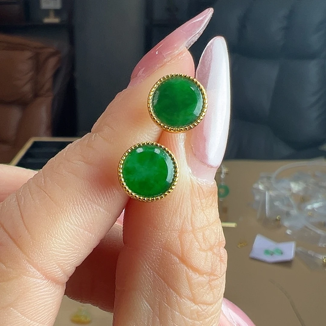 翡翠银S925镶嵌耳饰耳环85