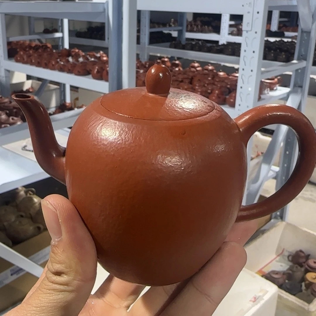 紫砂茶壶朱泥全手美人肩