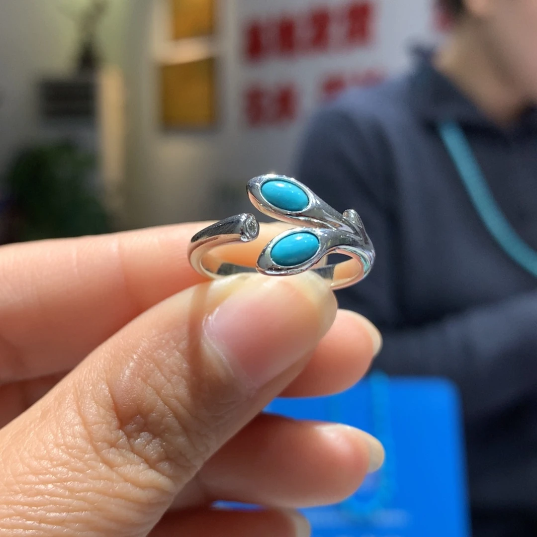 银S925镶嵌绿松石戒指