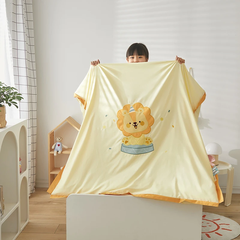 无品牌纯棉全棉长绒棉卡通刺绣儿童幼儿园单被套120*150cm