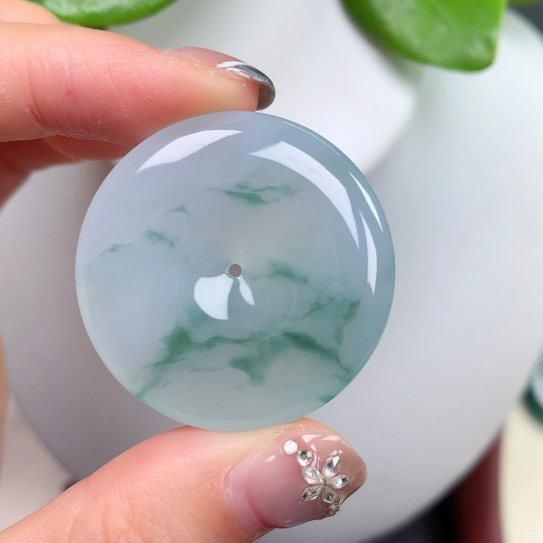 翡翠未镶嵌颈饰平安扣 34.3-5.7mm