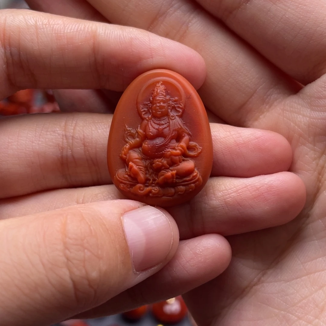 南红玛瑙未镶嵌珠宝奇石黄财神吊坠