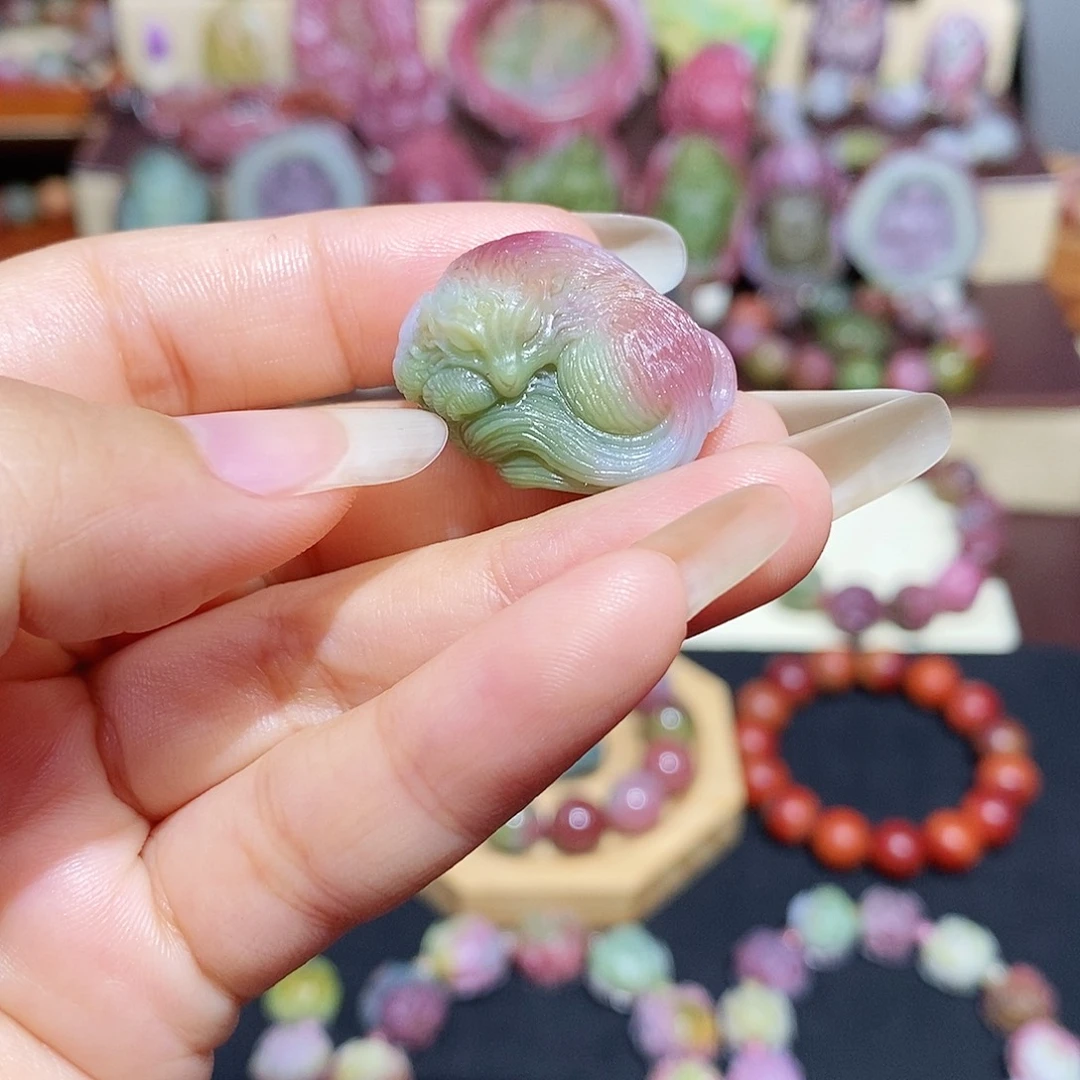 玛瑙/玉髓盐源玛瑙大漏大炸未镶嵌西瓜炫彩凤九