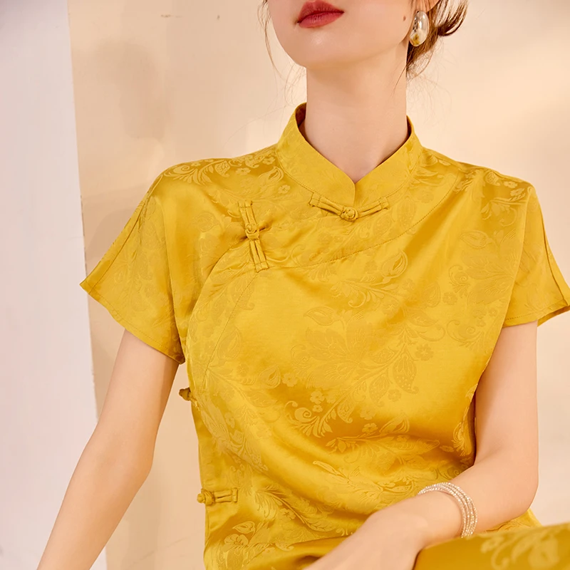 新中式轻国风夏季重工提花立领盘扣高级设计感显白时尚上衣N3100A