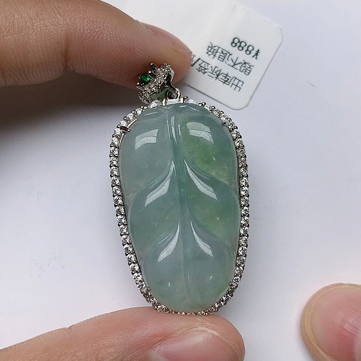 颈饰银S925镶嵌翡翠天然翡翠