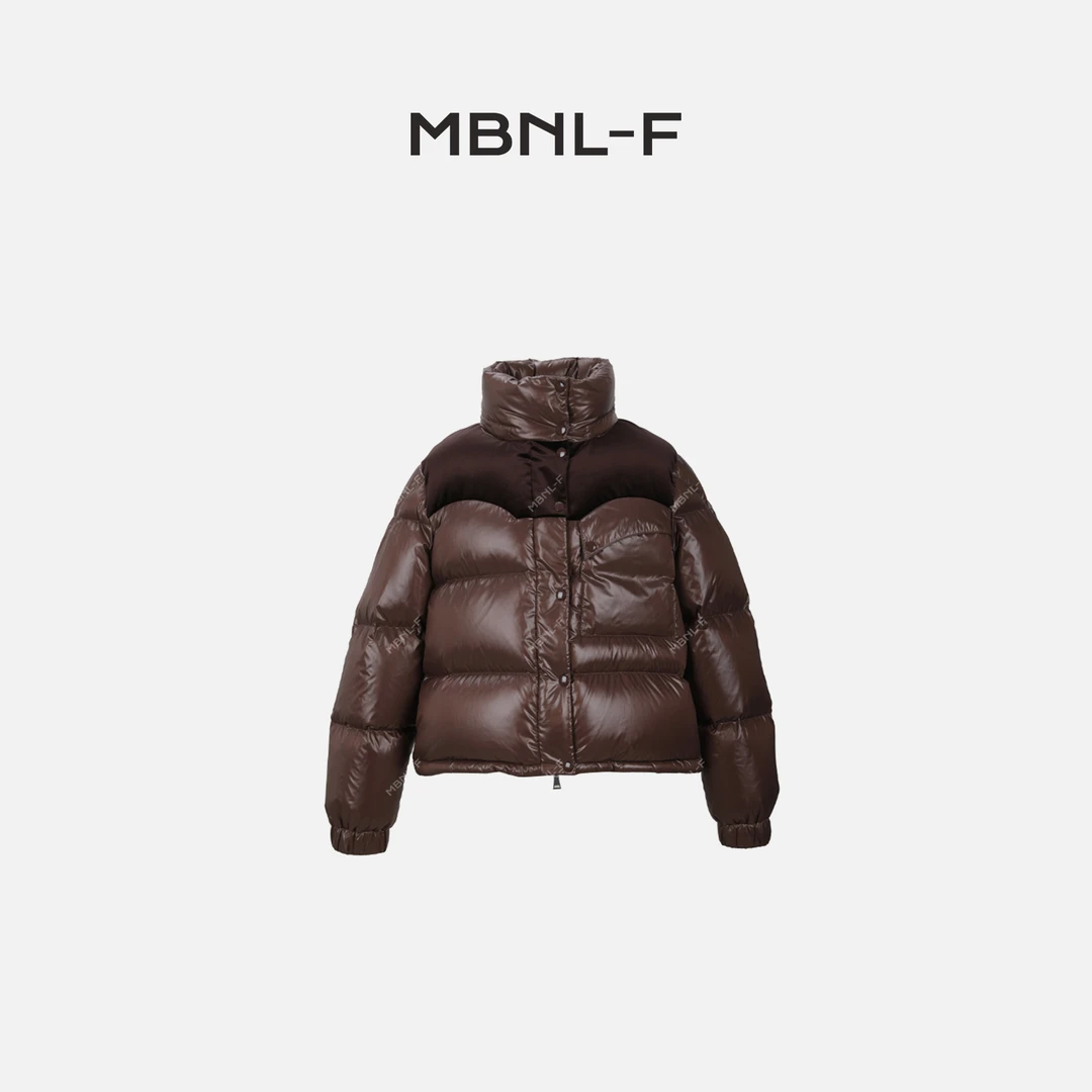 MBNL-F立领90白鹅绒丝绒拼接亮面保暖羽绒服 8004