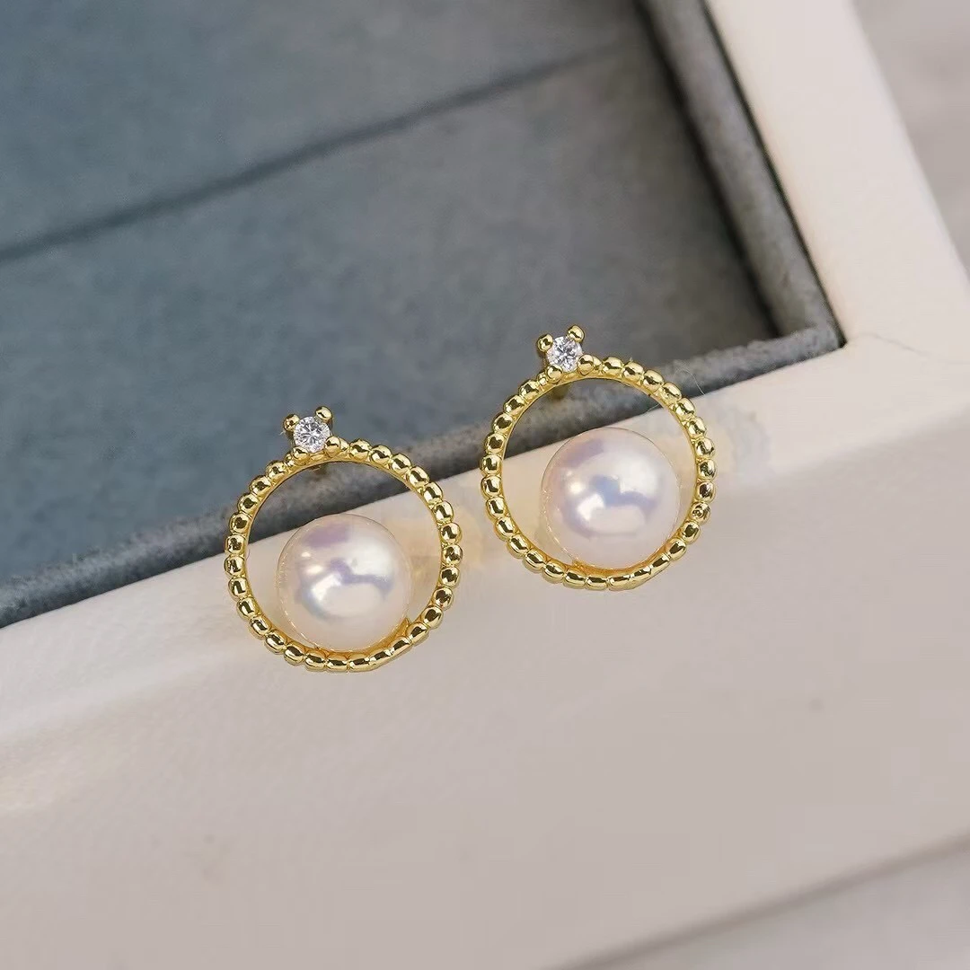 天然淡水珍珠耳钉6mm