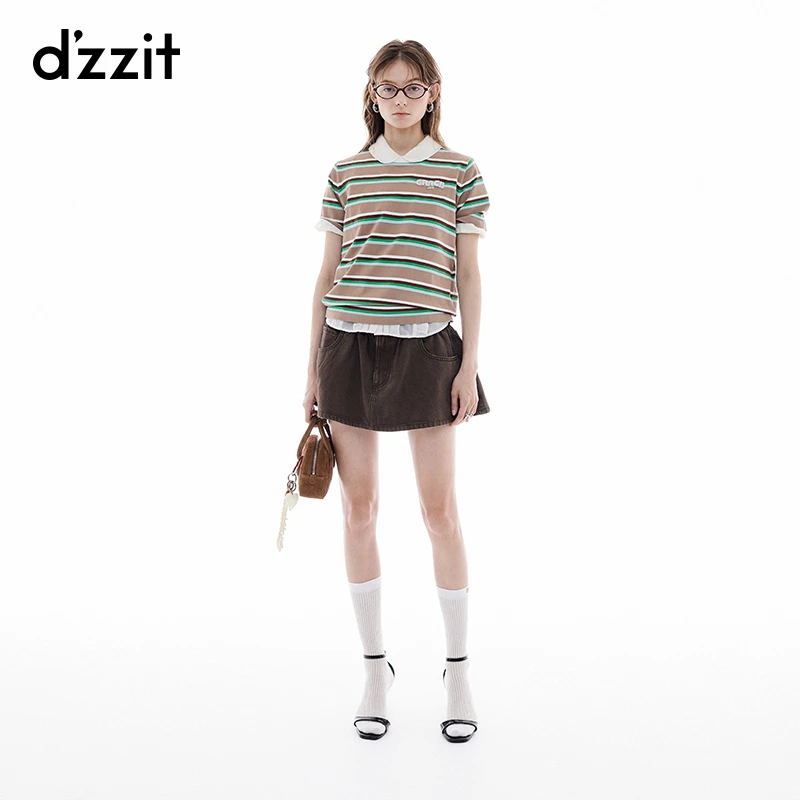 【商场同款新品】dzzit地素半身裙25夏解构叠穿牛仔短裙女3J2RI071W