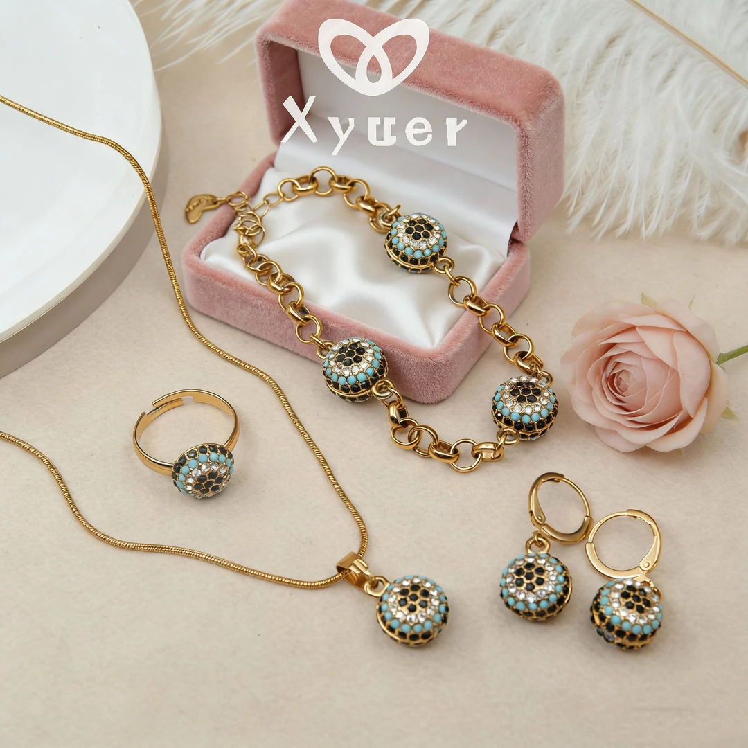 Xyuer/谢雨儿 钛钢合成锆石项链 Xyuer谢雨儿双面魔眼款套装