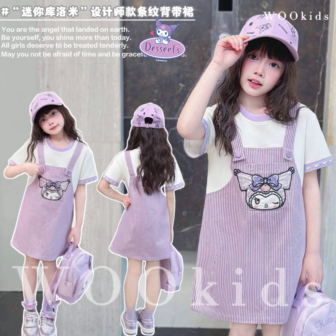 现货-WOOkids8【条纹库洛】亲子童装高定假两件背带裙  W25021307