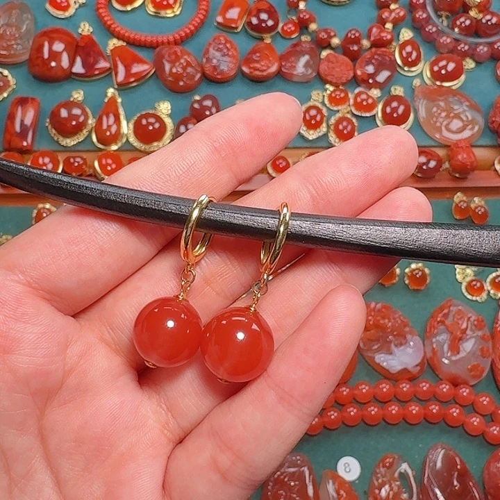 南红玛瑙银S925镶嵌12+