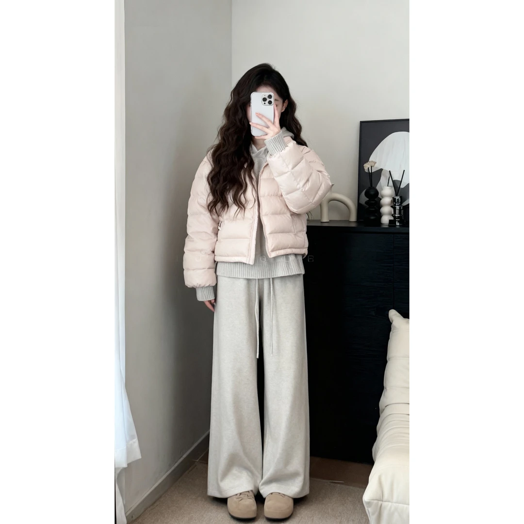 INS CEC韩系运动感针织连帽毛衫上衣裤子套装叠穿棉服外套秋冬