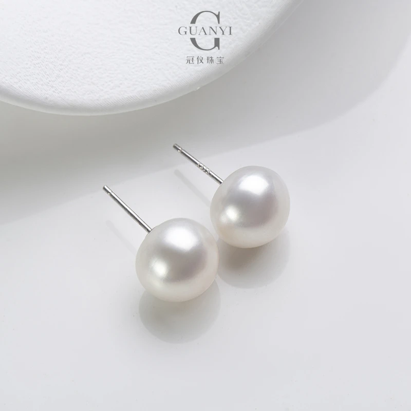 【老板娘专属】天然淡水珍珠耳钉12-13mm基础百搭耳针轻奢/s925银