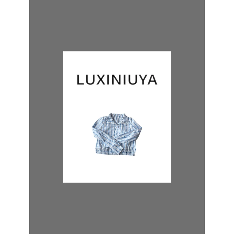 【LUXINIUYA】早春格纹新款时尚长袖短款衬衫#CX2472