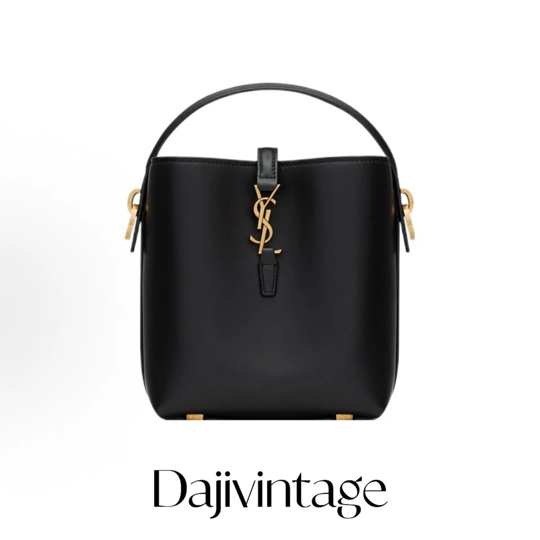 大吉中古/ysl圣罗兰LE37黑金mini水桶斜挎包