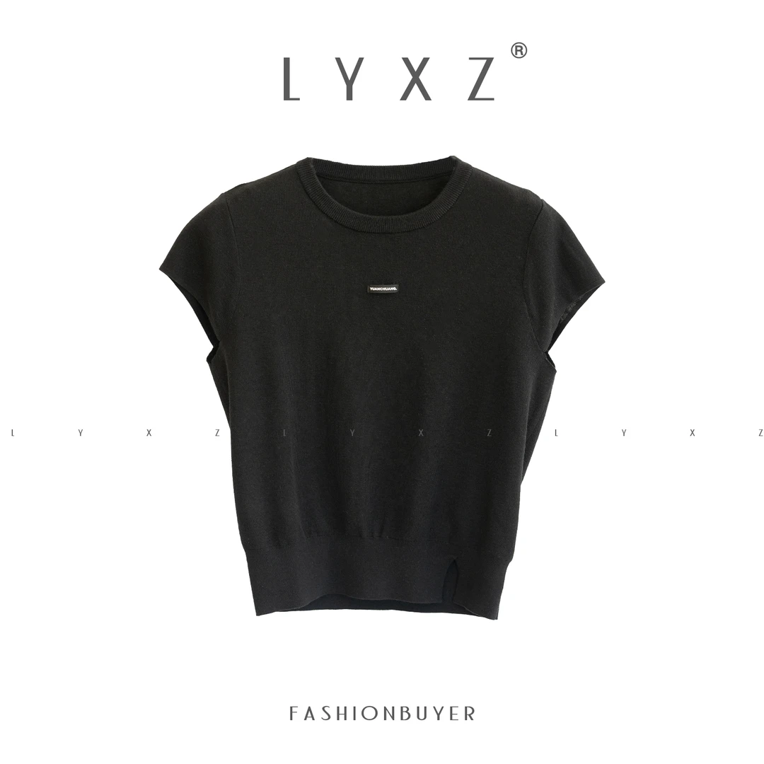 LYXZ x 大小与【世间回响】新款女圆领针织短袖时尚百搭半袖80019