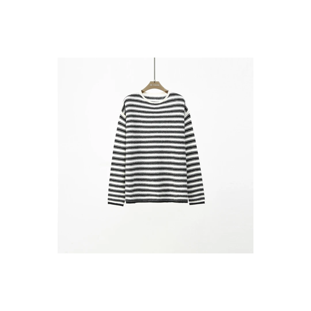 【DAXIU轻奢】秋冬条纹长袖设计师款女士针织毛衣女8928