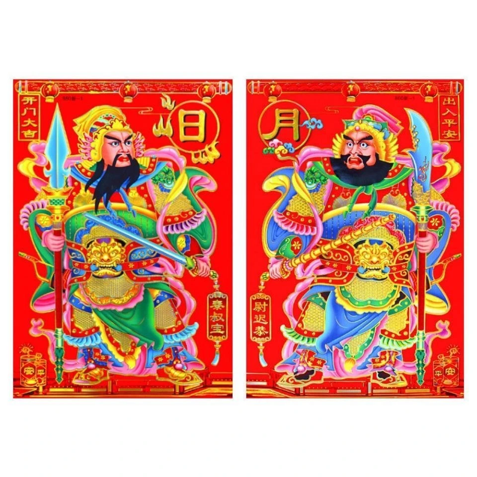 2025蛇年新款门神植绒面贴大门一对2张