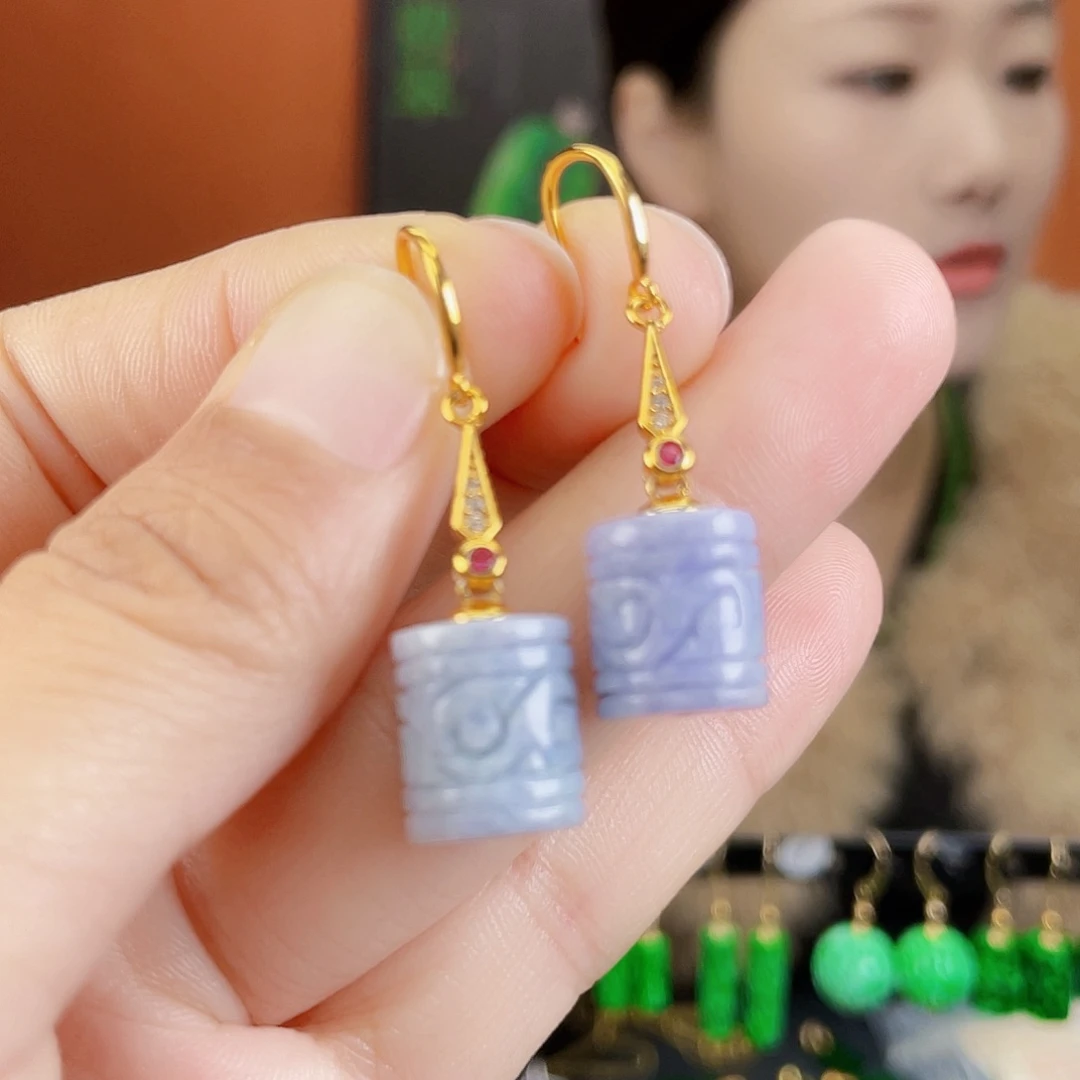 翡翠银S925镶嵌耳饰