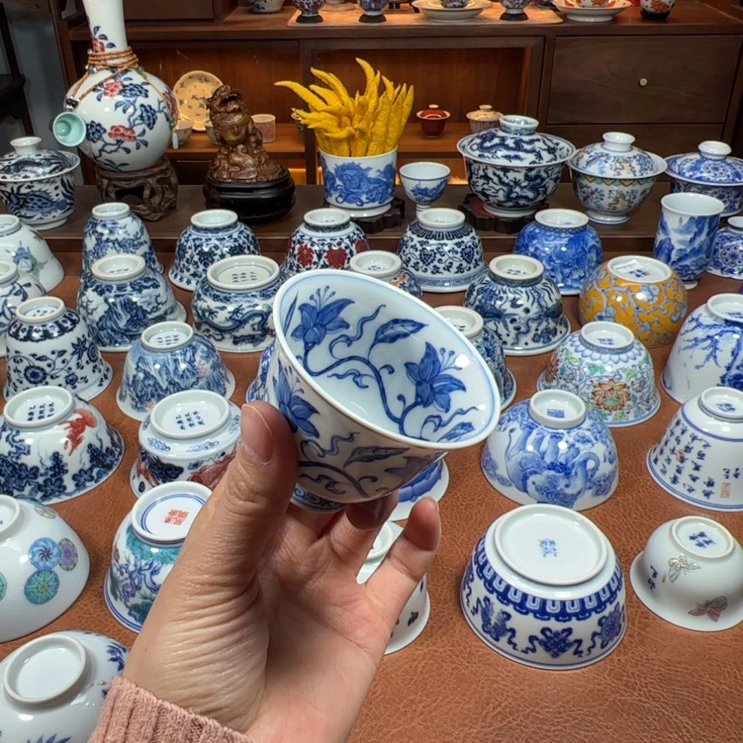 景德镇萱草小高足杯