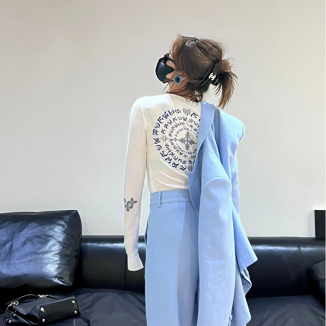 YOON深圳原创【互补撞色】设计感字母印花长袖T恤