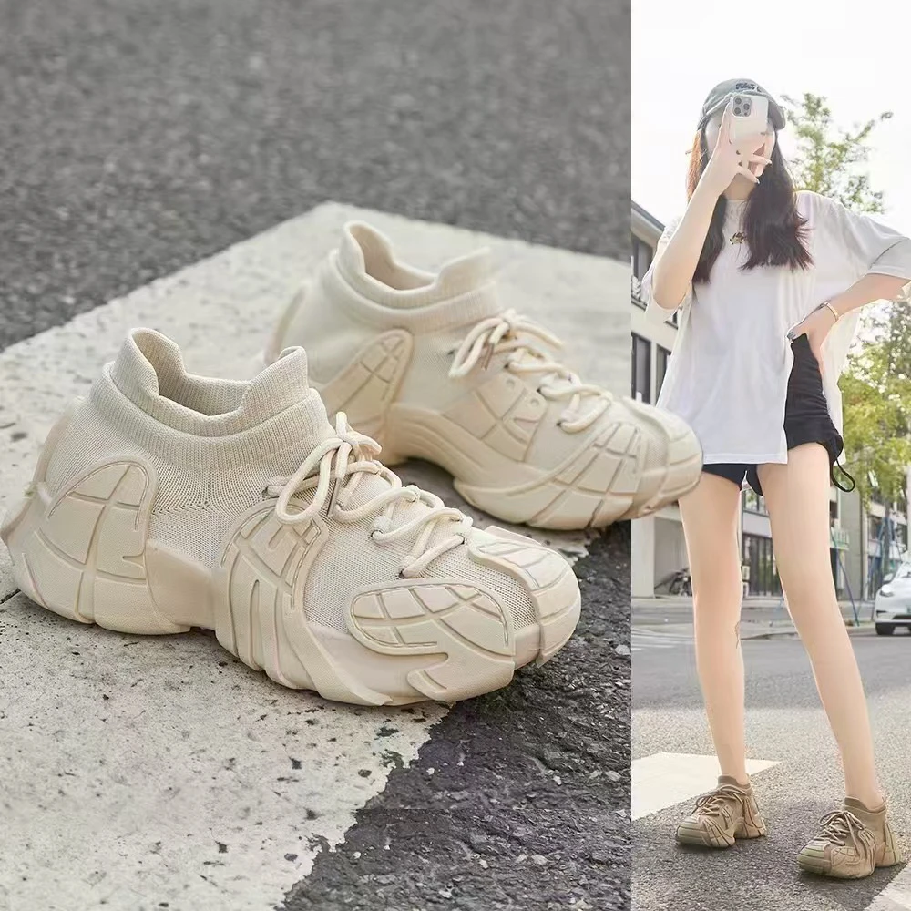 胶粘一脚蹬时尚休闲鞋透气老爹鞋春季夏季鞋子休闲鞋厚底潮鞋