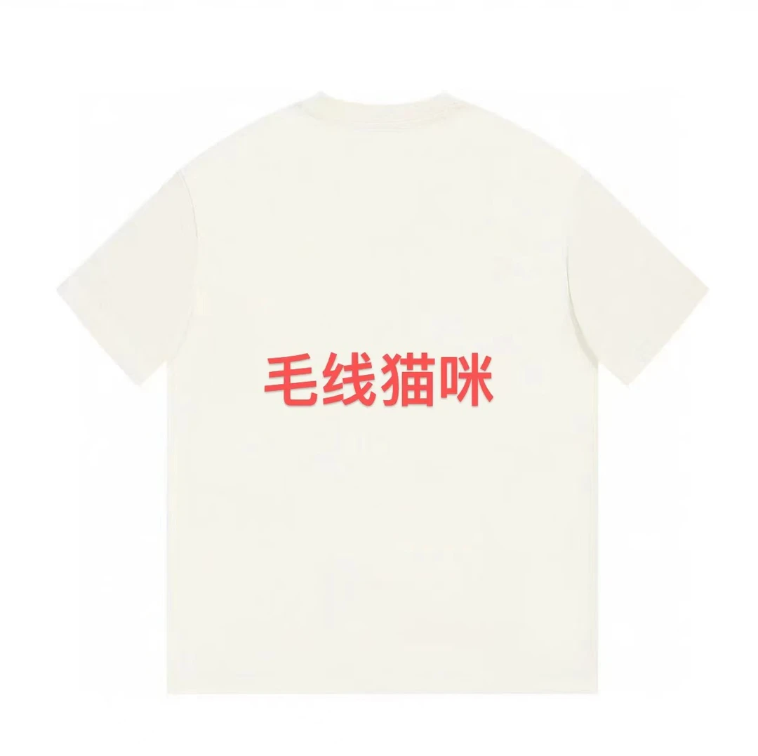 ML·沈闹闹 毛线猫咪 宽松休闲大版设计师潮牌短袖-TT-D3011