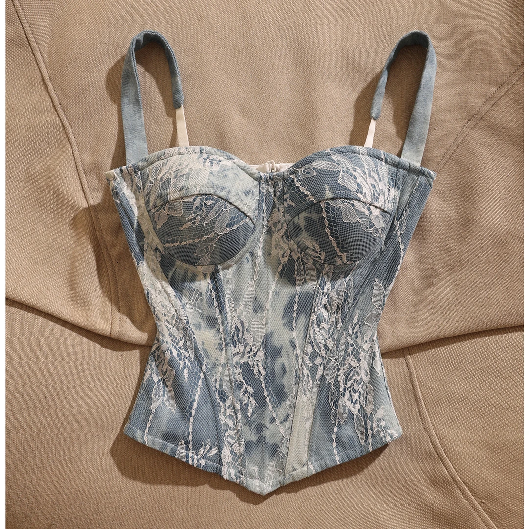 法式复古蕾丝鱼骨胸衣吊带背心女外穿设计感显瘦百搭上衣性感小众