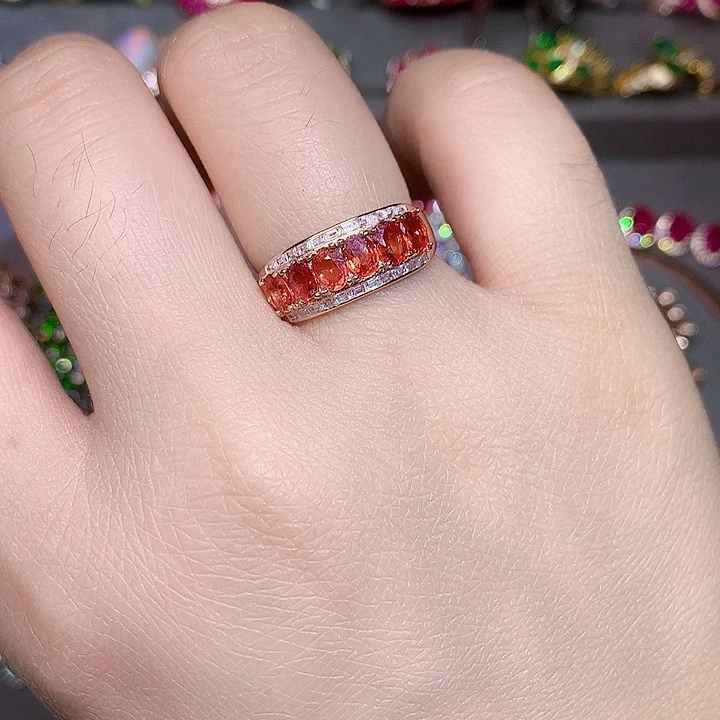 彩色蓝宝石戒指银S925镶嵌