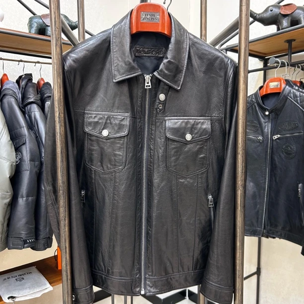 ZXT男士真皮皮衣意大利进口山羊皮赫本油蜡时尚潮流衬衫款BB2305