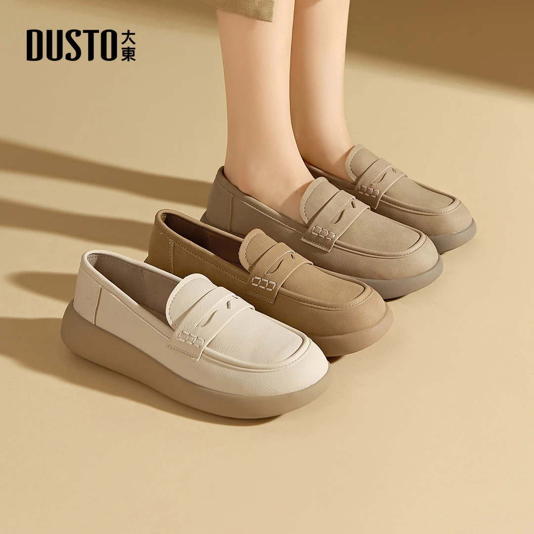 大东乐福鞋2025秋季新款英伦风复古小皮鞋轻便平底一脚蹬单鞋1221