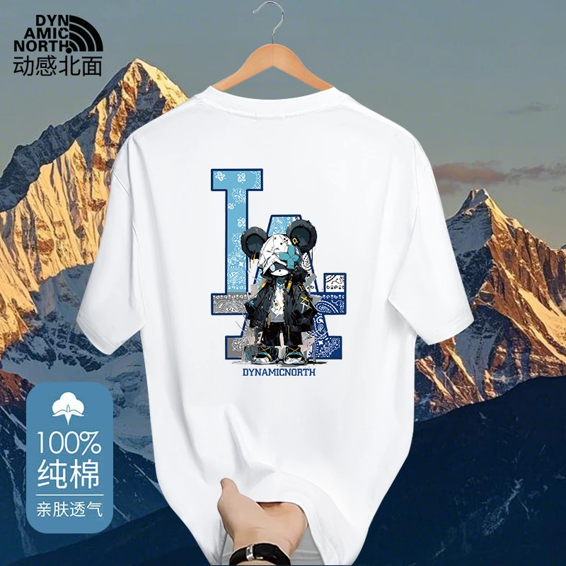 动感北面男款服装专卖重磅纯棉印花情侣装夏季圆领舒适透气短袖