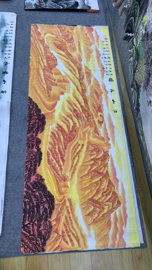 江山永固画芯尺寸：180cm*70cm山水画客厅办公室挂客厅背景墙挂画