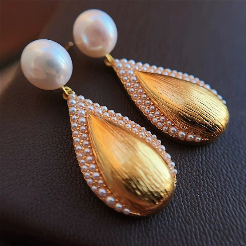 黄铜仿珍珠耳饰 ForeverCharm简约百搭拉丝镂空工艺耳饰