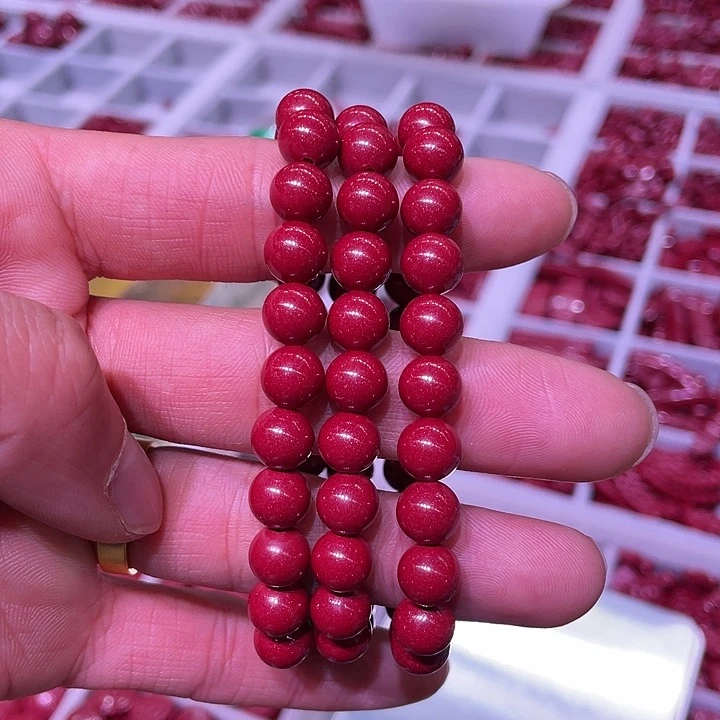天然辰砂紫金砂8毫米3全手链150斤75颗