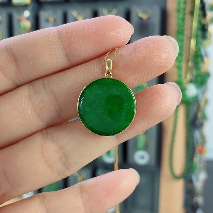 翡翠18K金镶嵌吊坠(赠链)吊坠