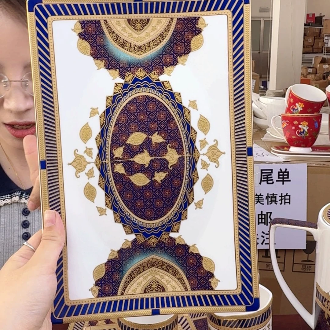 骨瓷高骨12英寸方鱼盘一个