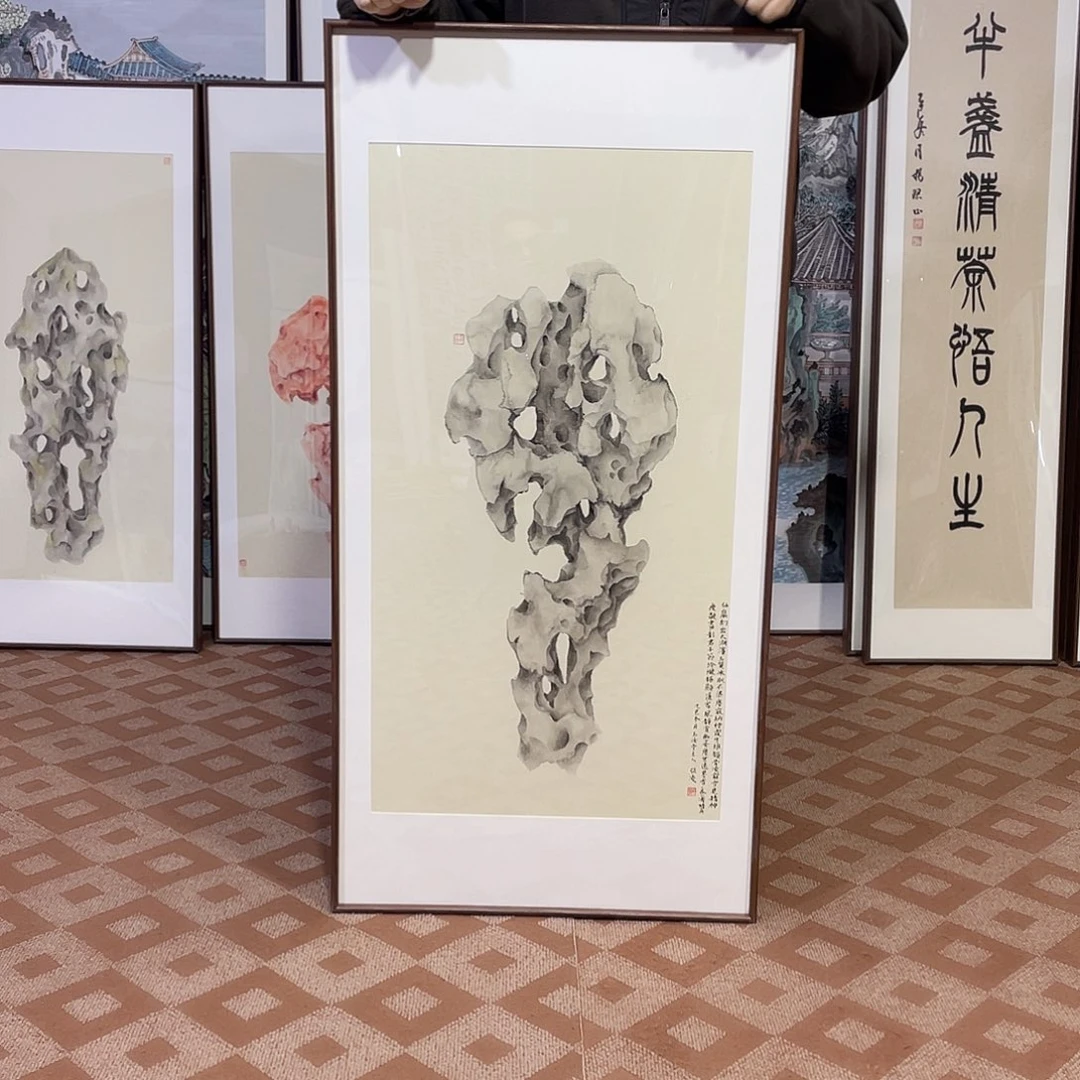 国画手绘画作品带框60/120