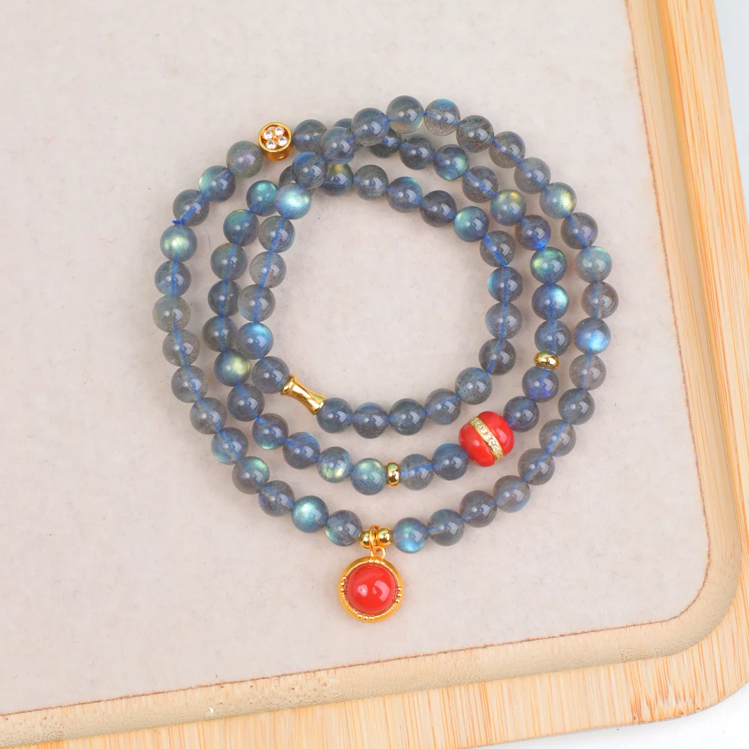 【琪琪珠宝】时尚精美灰月光多圈手串