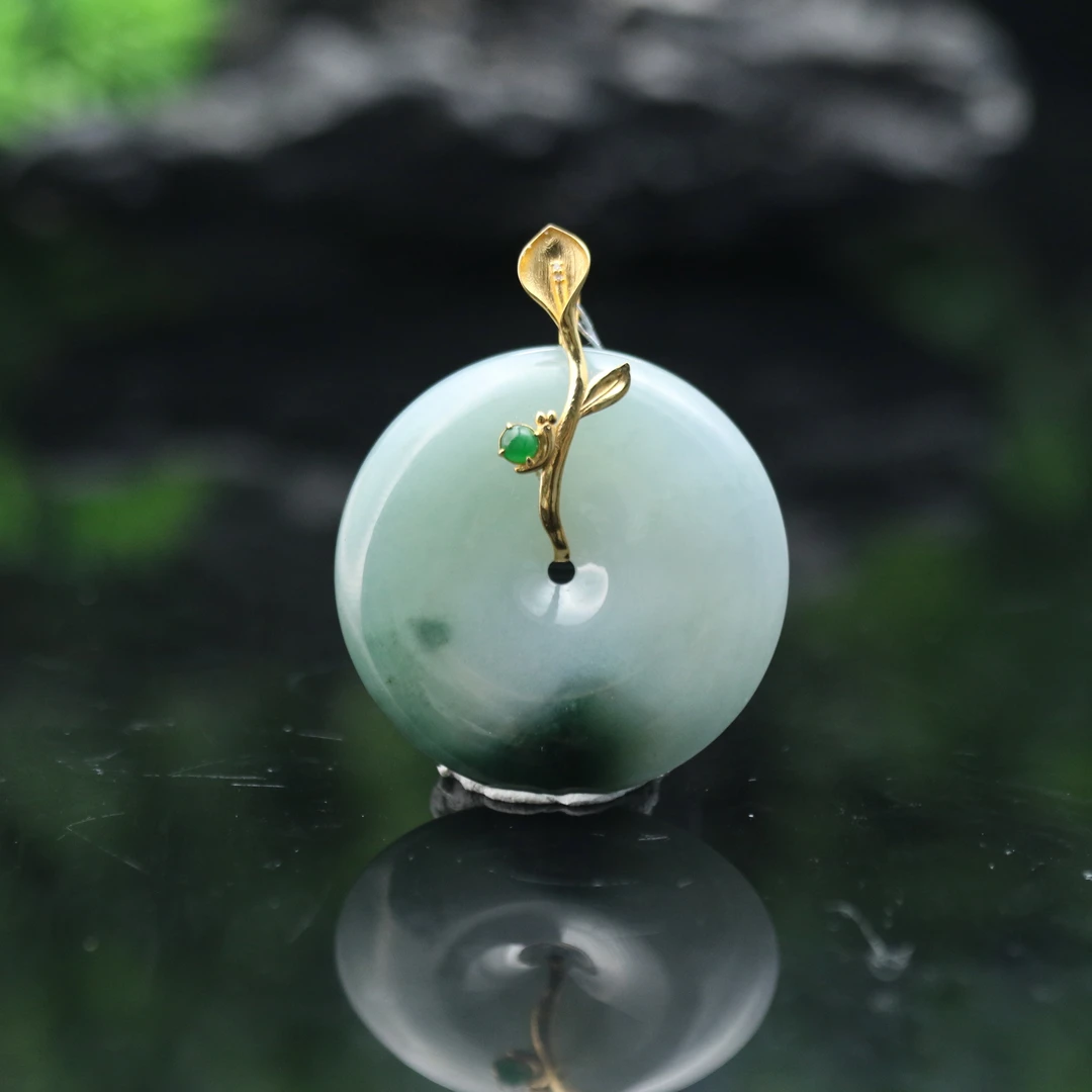 FC55天然缅甸翡翠A货18k平安扣/800317/保利厦门拍卖