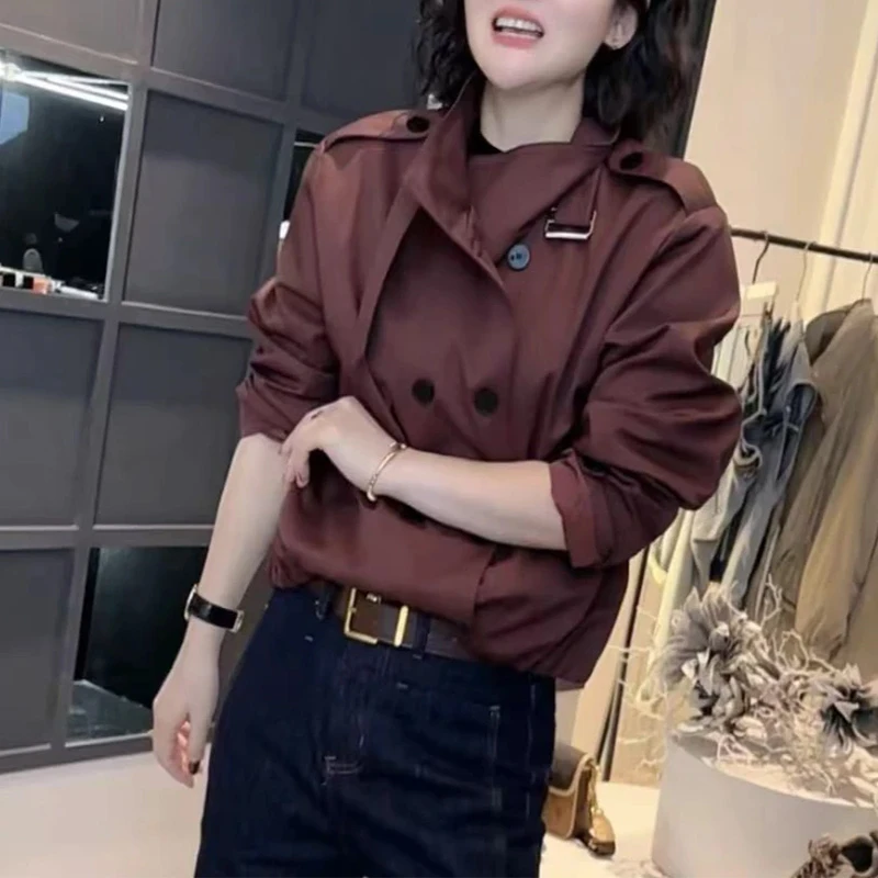 《优麦汇》Y5271设计感短款风衣外套女2025春款时尚洋气百搭上衣潮