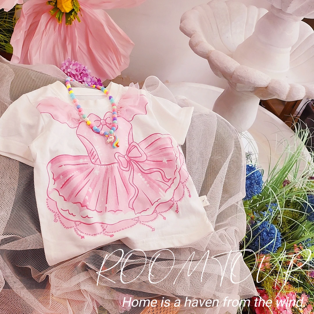 女童纯棉上衣夏天短袖爱心洋气女宝宝夏装儿童t恤女孩短粉公主裙