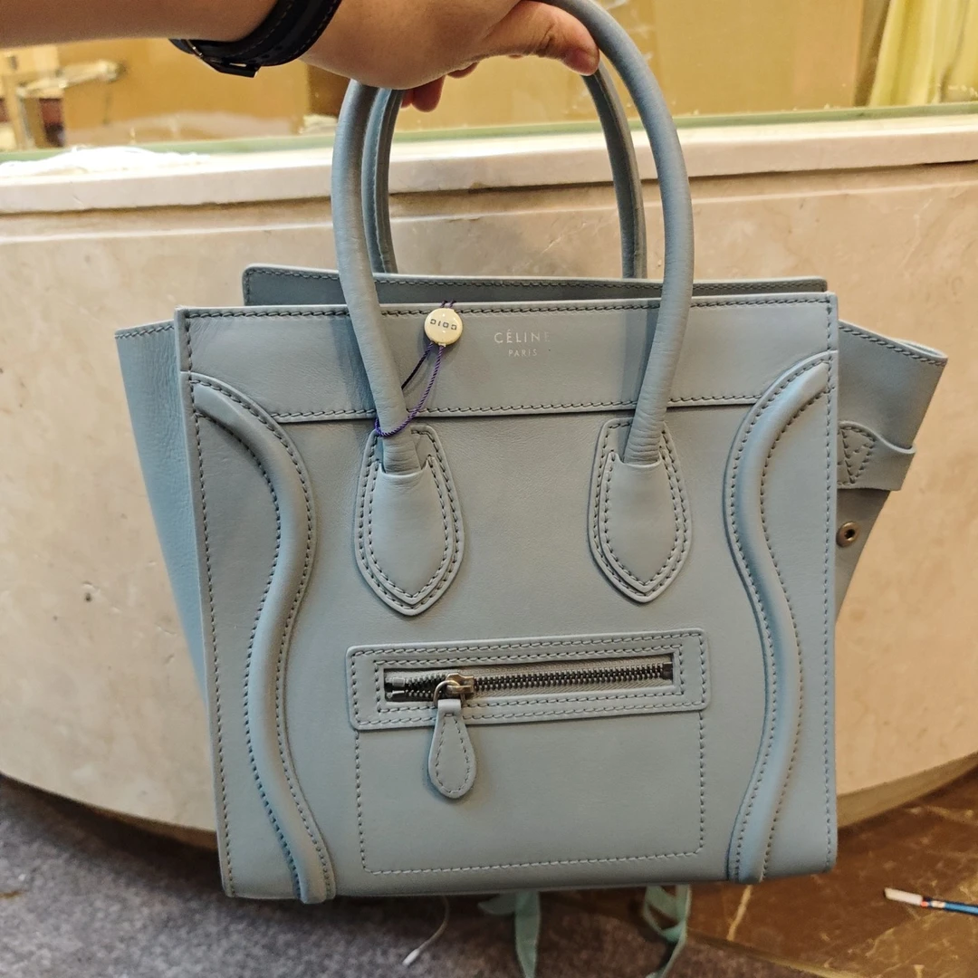 95新 Celine/思琳 蓝色手提包yy 1734 4229