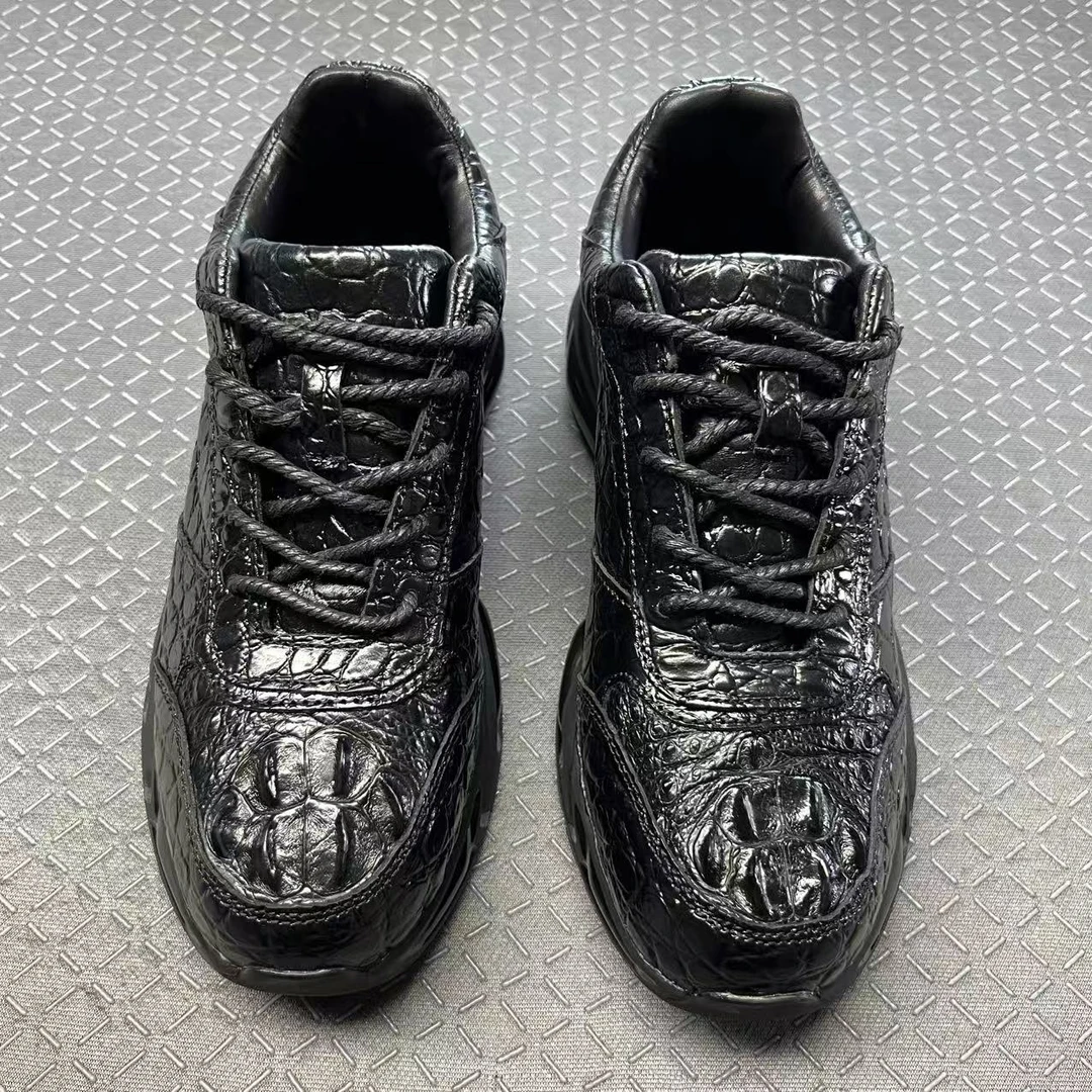 【头骨】真鳄鱼皮运动鞋高品质休闲跑步鞋2025新款男士防滑耐磨鞋子