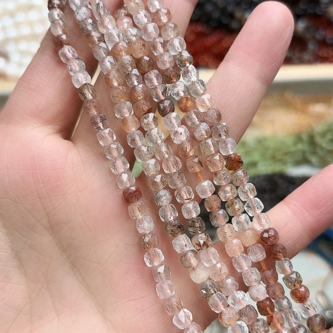 玛瑙/玉髓未镶嵌珠宝半成品4×4黑金超七方切一条