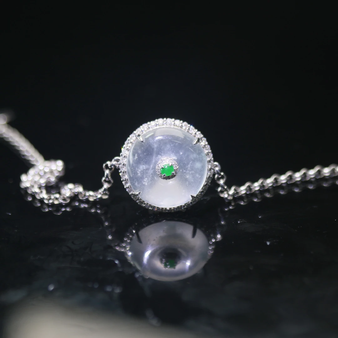 46天然缅甸翡翠A货18k金镶高冰扣子手链/400975/上海嘉禾拍卖