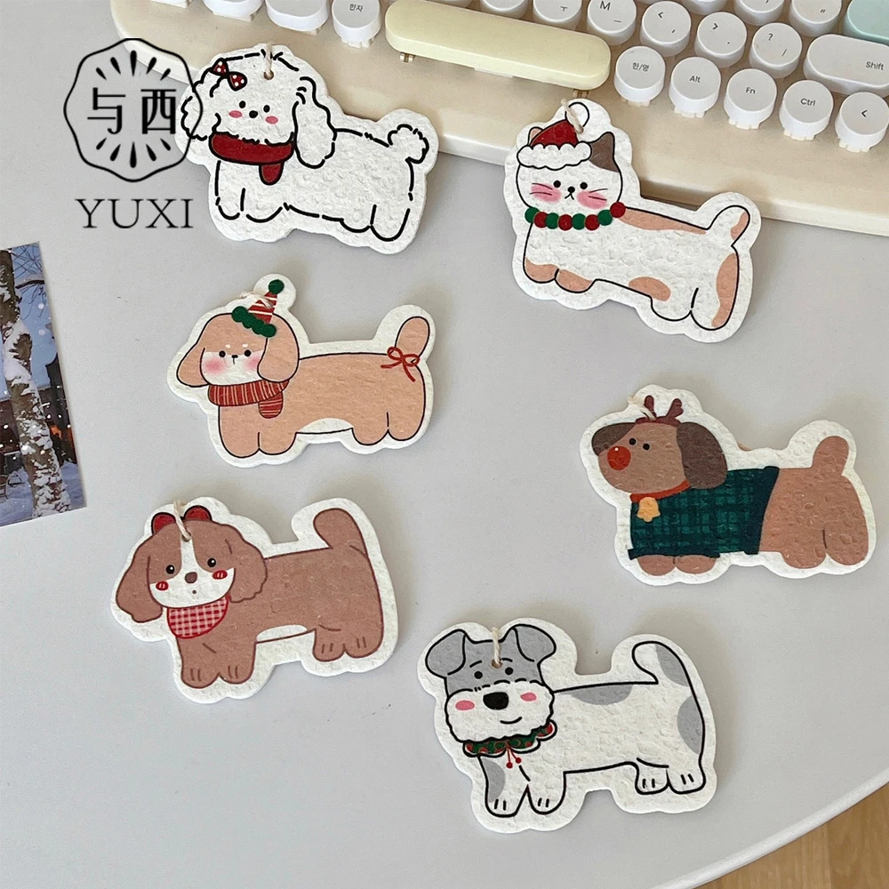 YUXI/与西圣诞系列可爱小狗小猫木浆棉百洁布德国进口吸水木浆棉